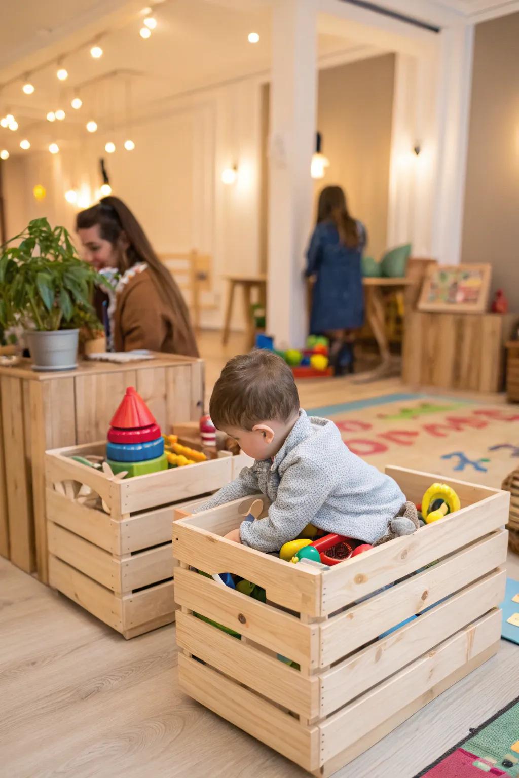 Make clean-up easy with a box-organized play area.