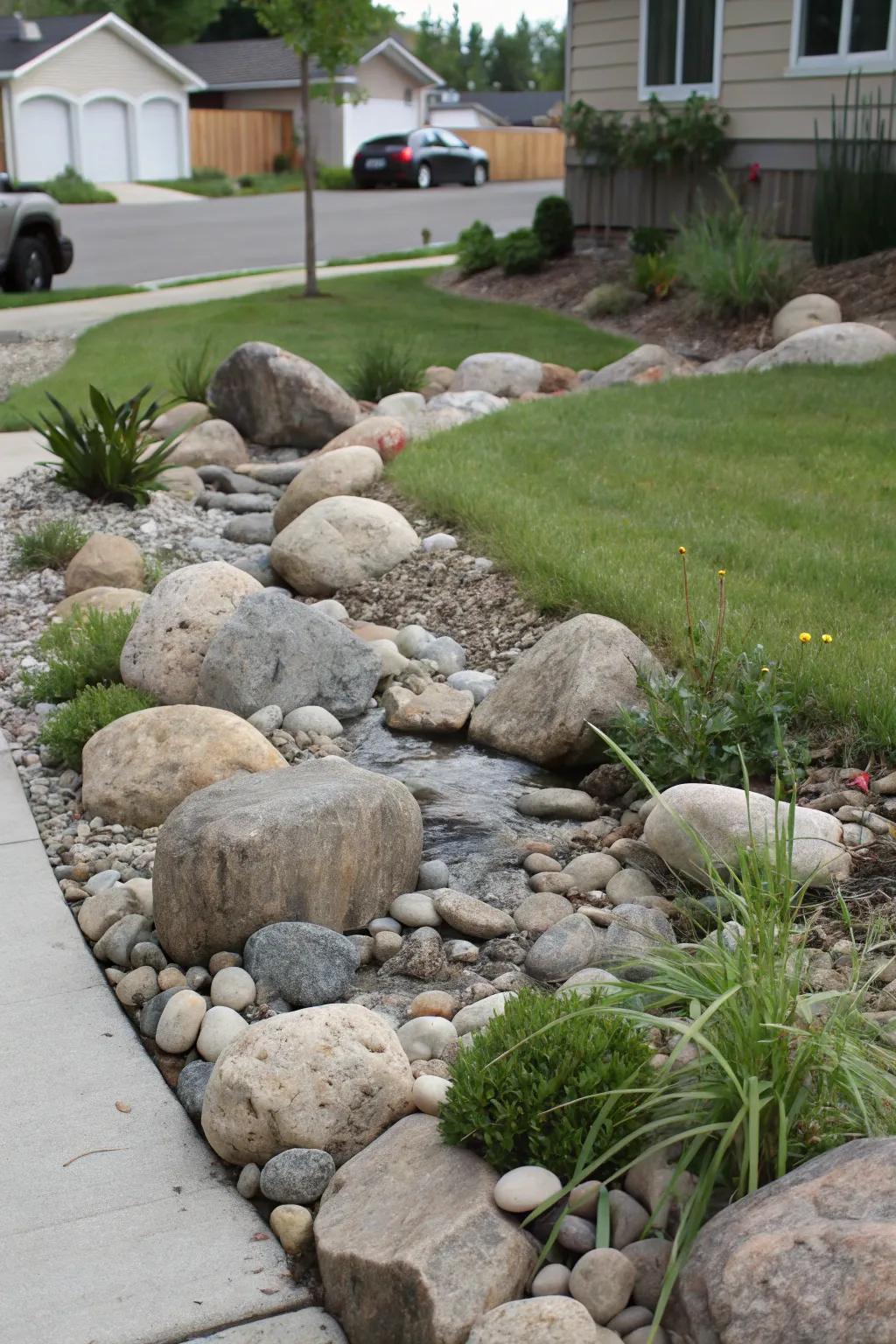 A rock garden showcases depth and contrast.