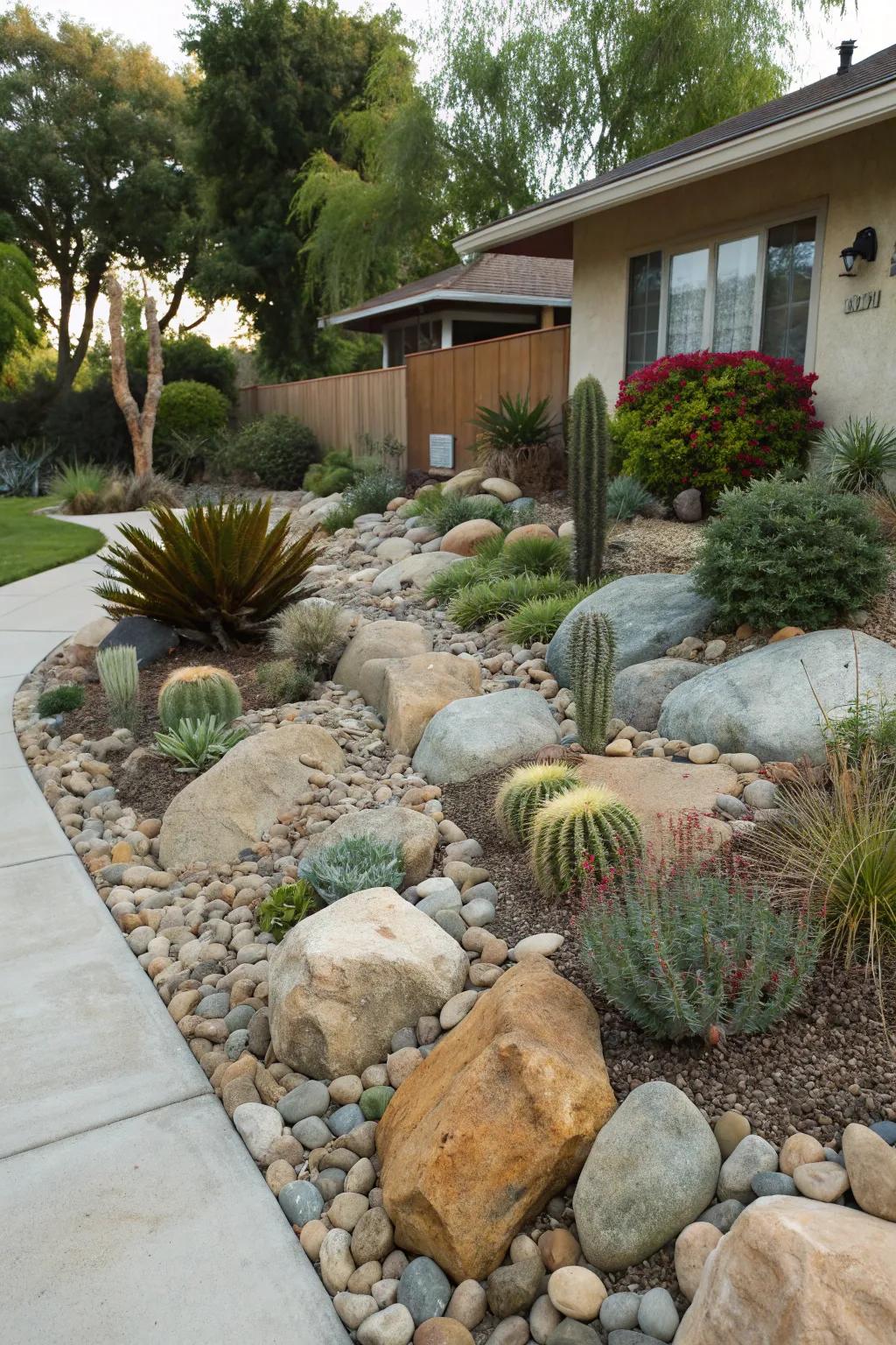Stone gardens offer a low-maintenance and visually attractive feature.