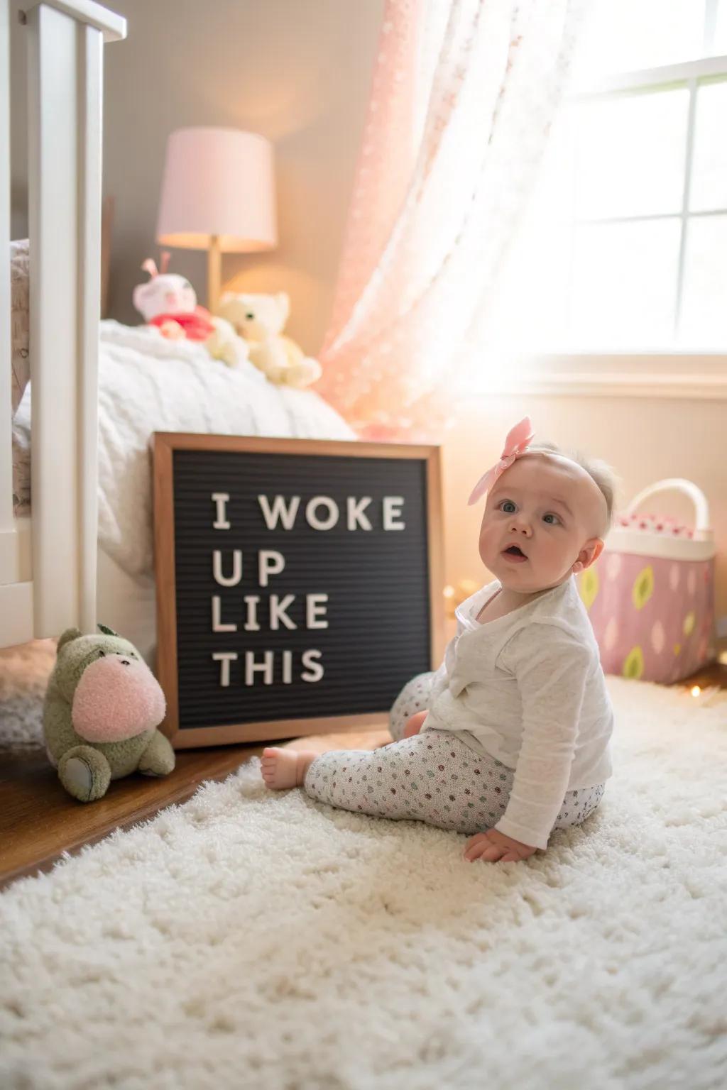 Celebrating baby’s natural charm with a dash of humor.