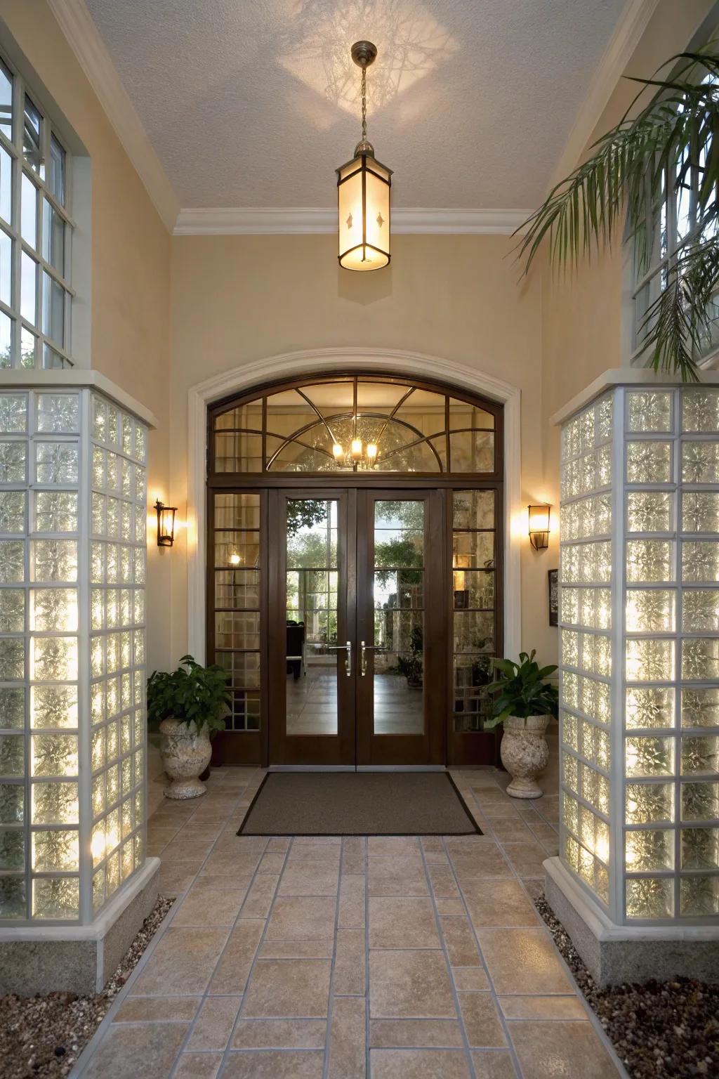 An inviting entryway enhanced by transparent cube accents.