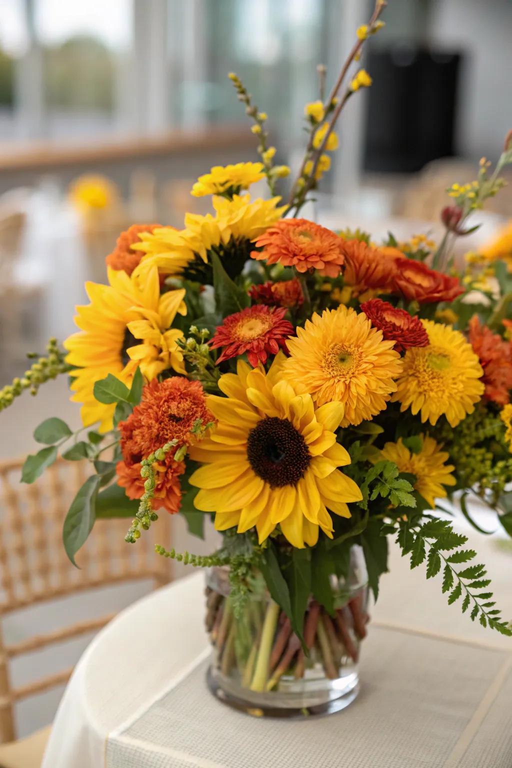 Lively and cheerful seasonal blossom configurations.