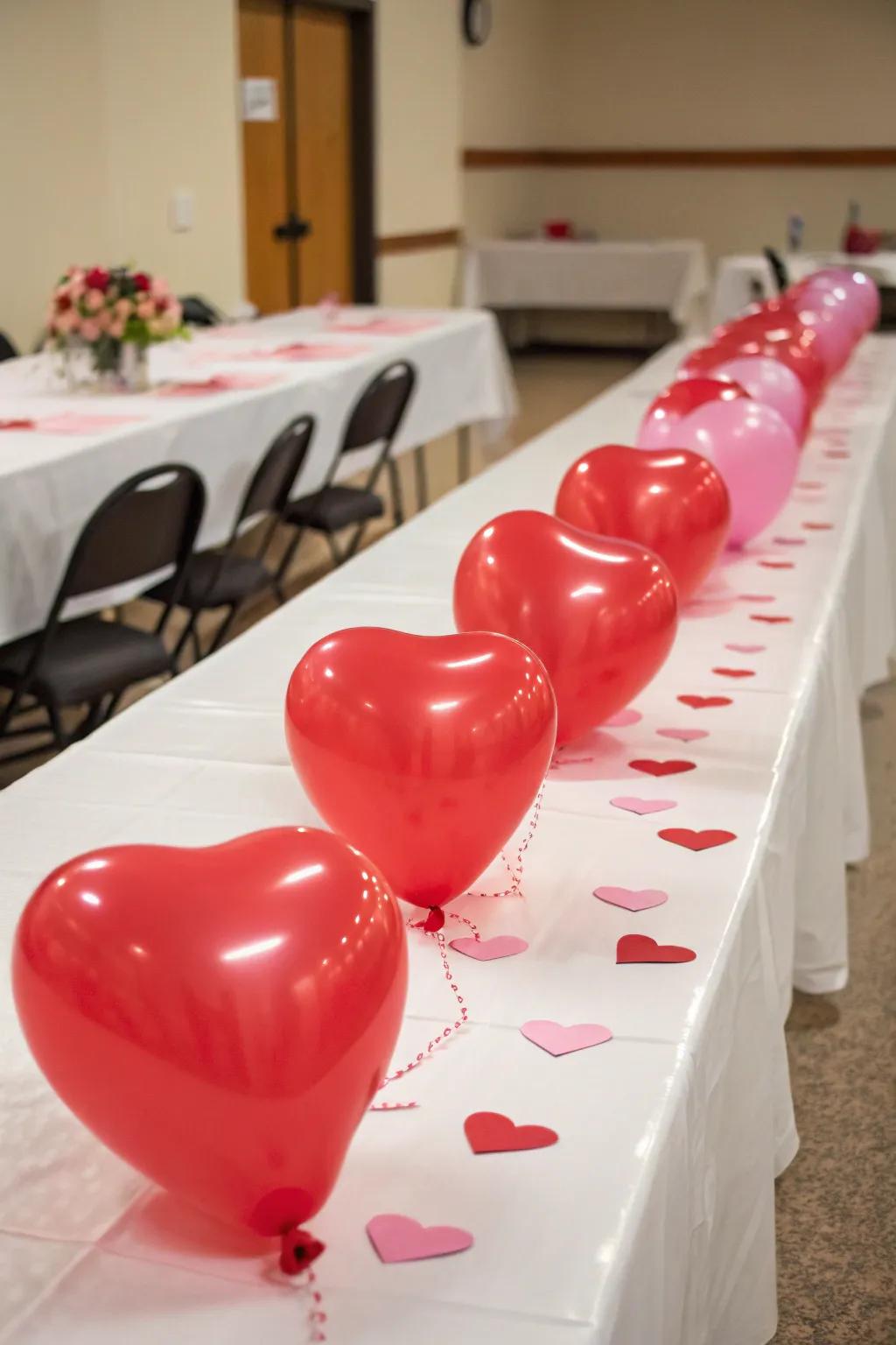 For standout decor, a distinctive heart airbag table path.