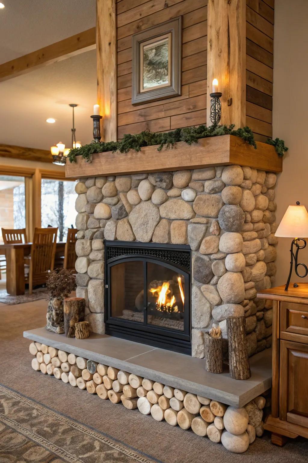 Natural textures add an earthy and calming vibe to your hearth.
