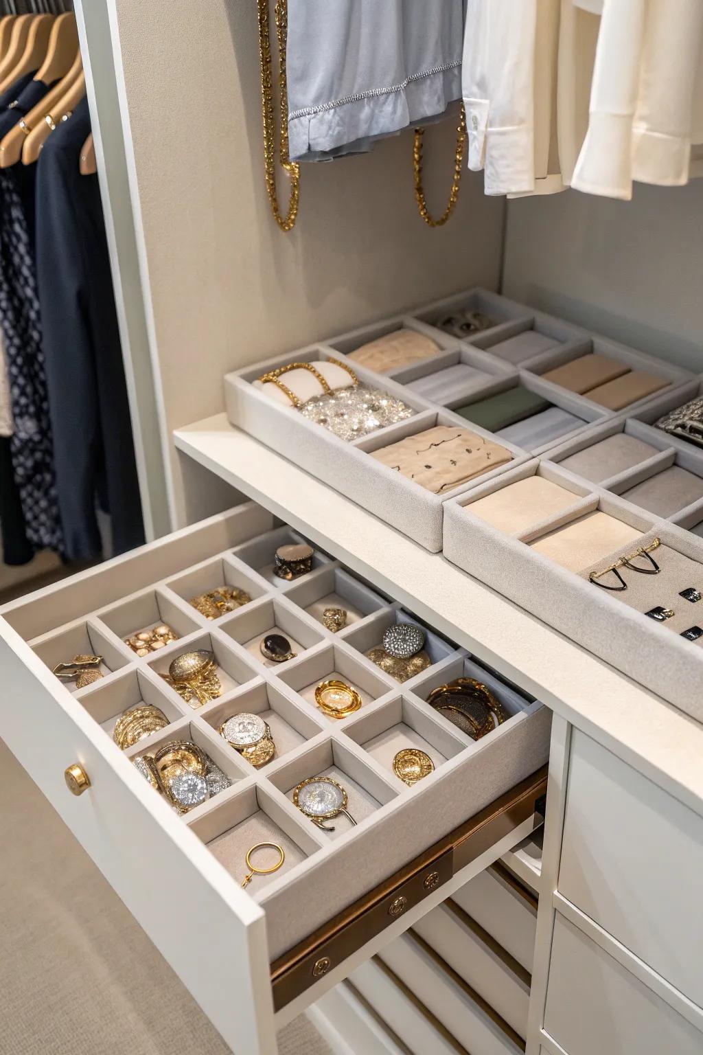 Organize small items using dedicated containers.