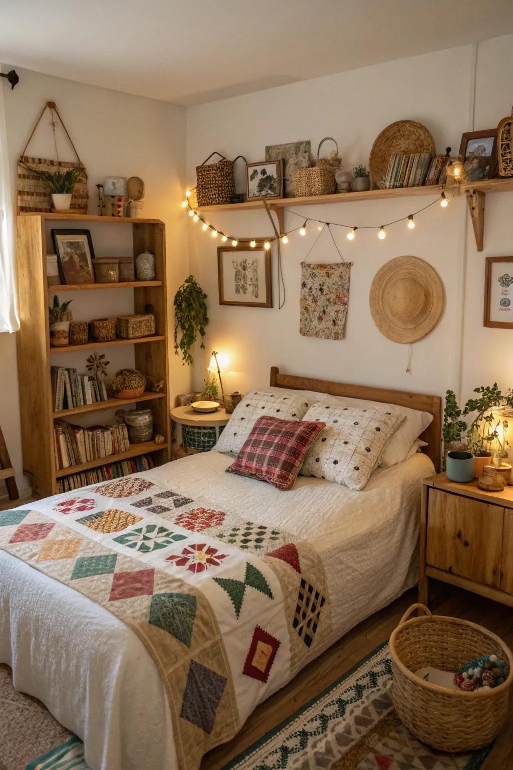 Homemade decor adds a personal and warm touch.