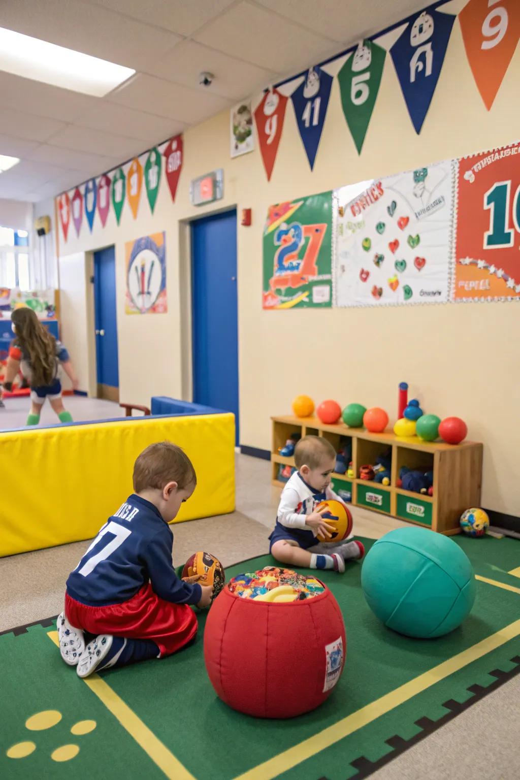A lively sports field classroom that promotes activity and collaboration.