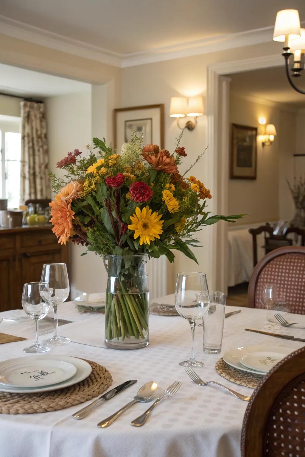 Seasonal decor preserves the dining room’s lively and welcoming nature.