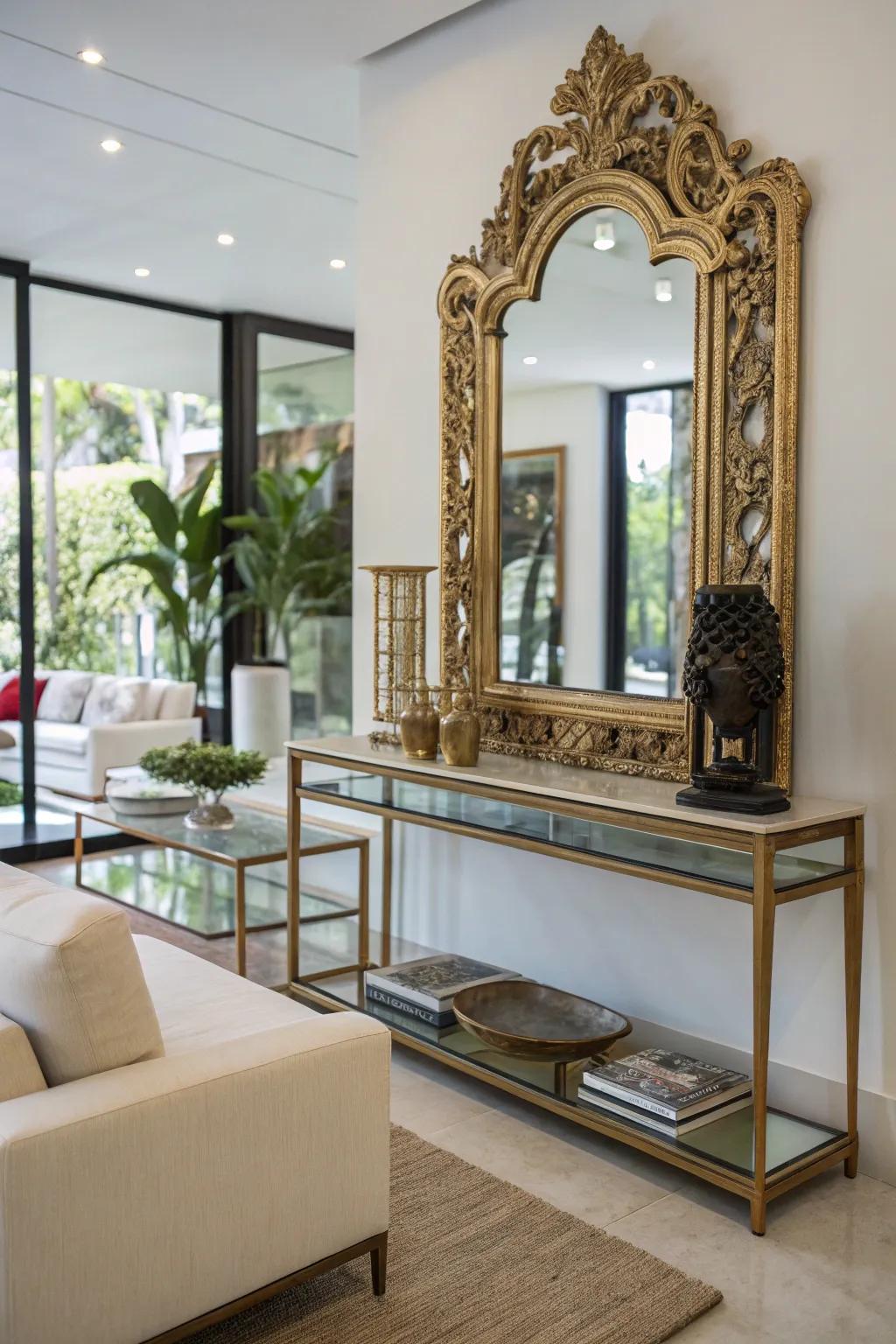 A period reflector appends charm and character to modern decor.