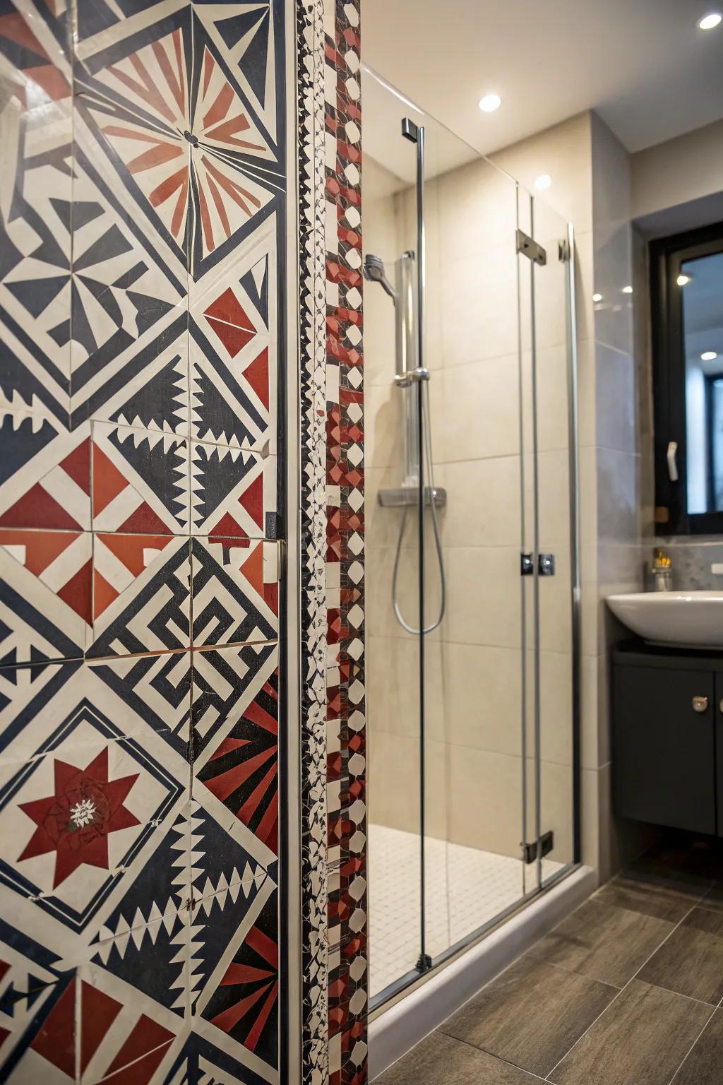 Graphic tiles add artistic flair and personal touch.