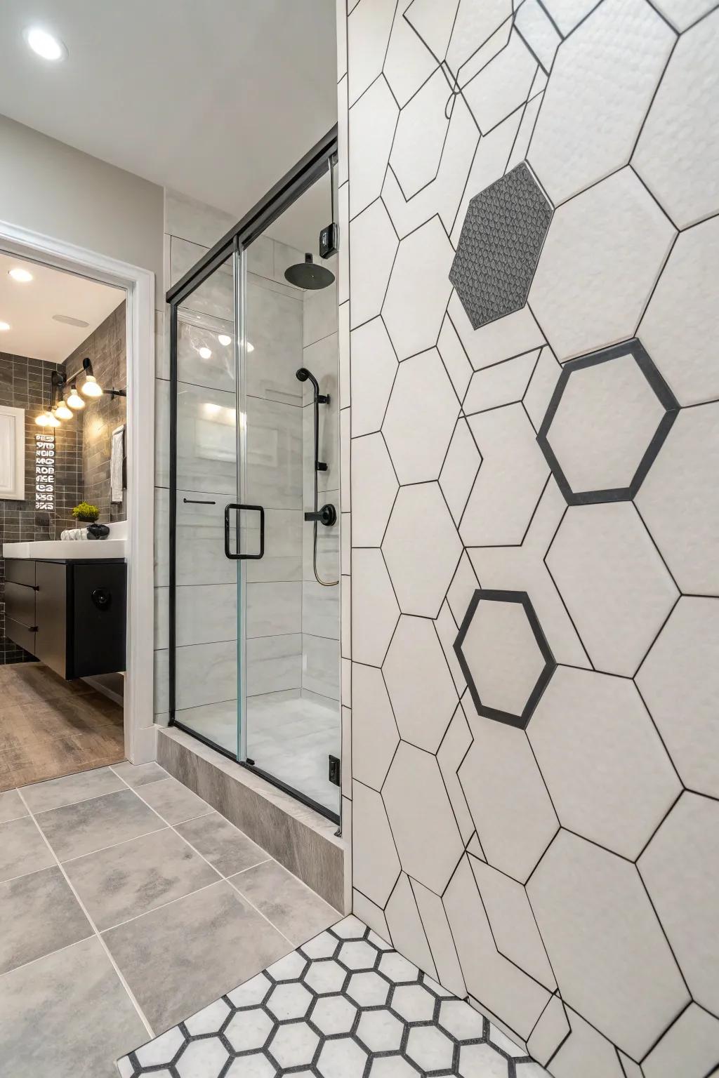 Shapes bring a look to the shower.