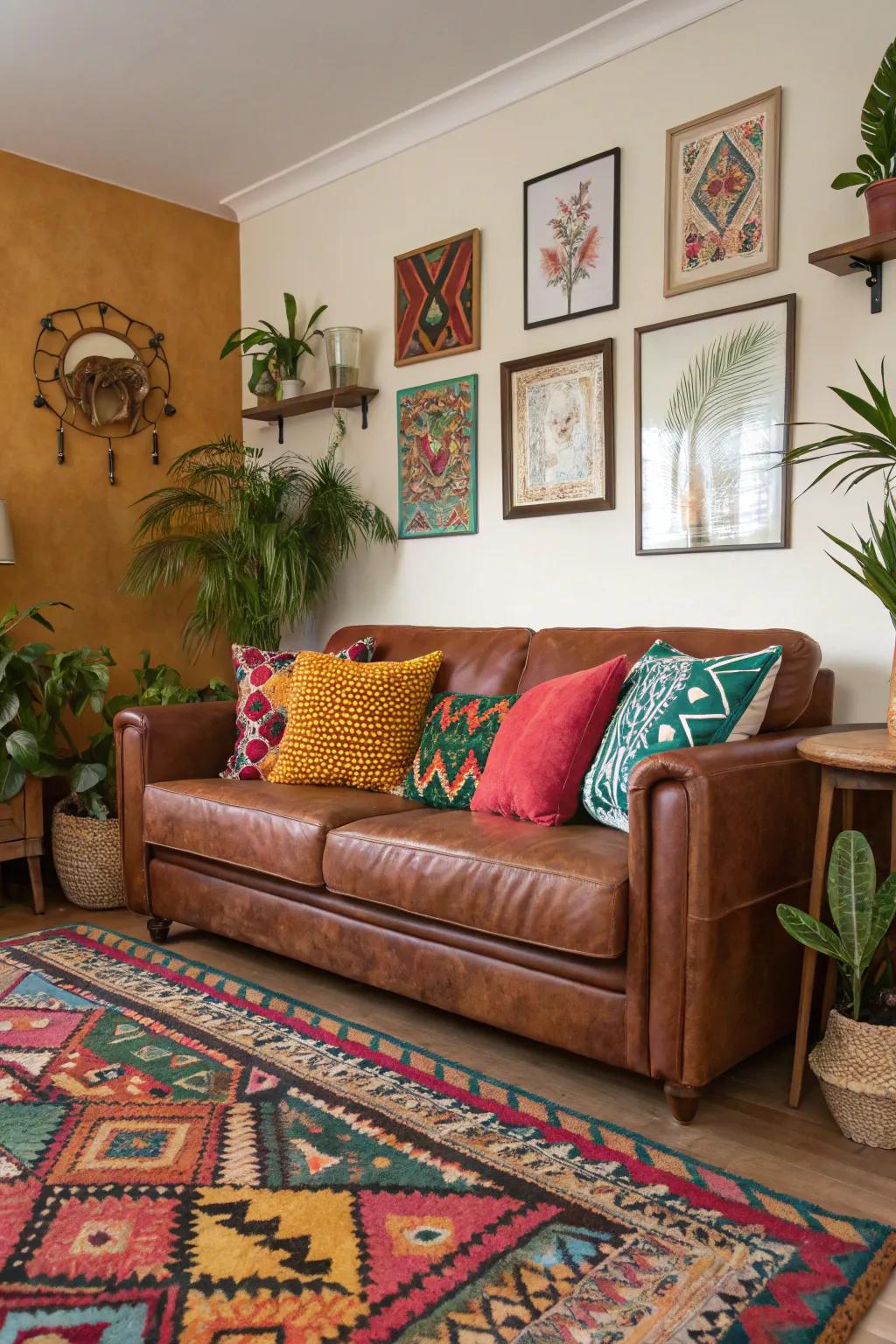Bold shades invigorate the living space.