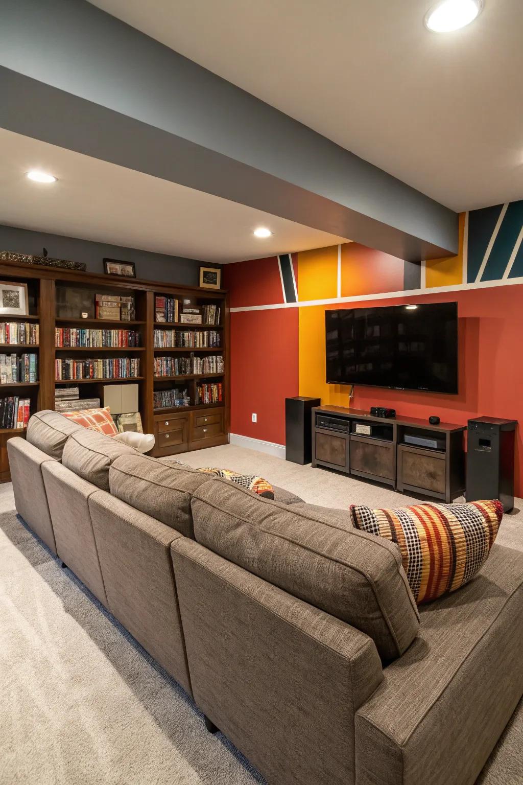 An accent surface creating a striking statement within the man cave.