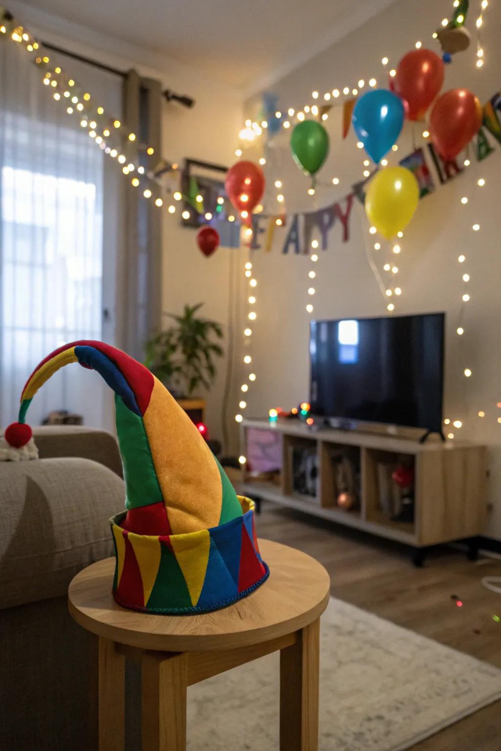 Introduce whimsy with flamboyant jester toppers.