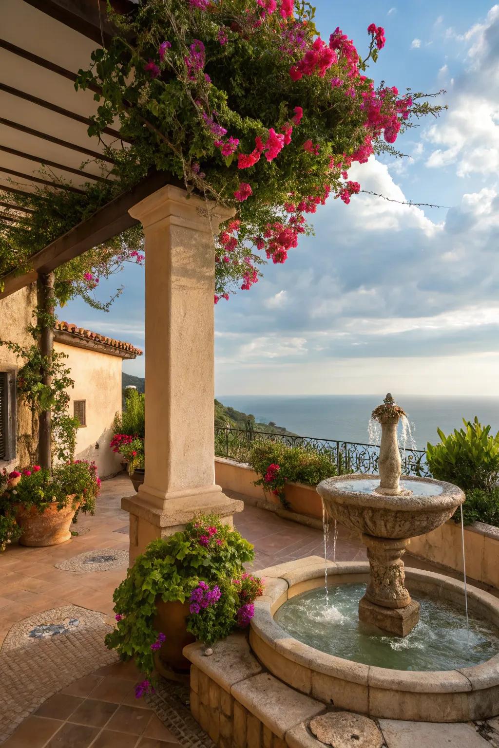 Water elements fashion a tranquil and soothing environment.