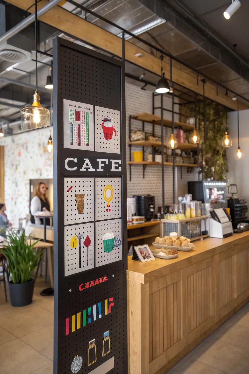 Explore endless creativity with a versatile pegboard menu.