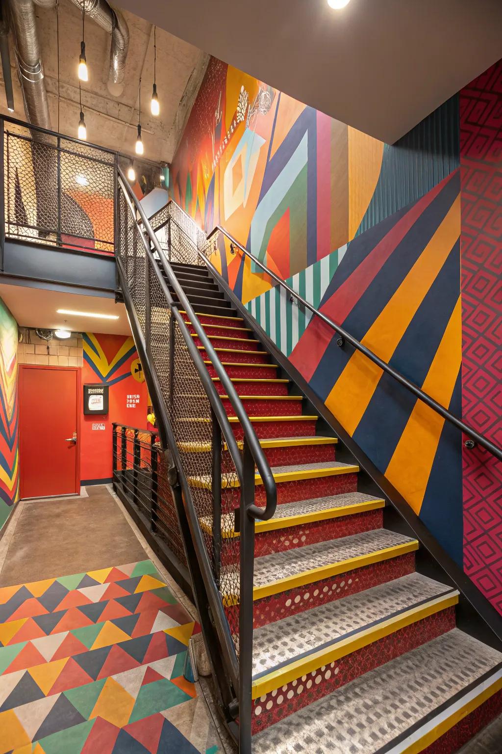 Vibrant contrasts instill individuality into your stairway.