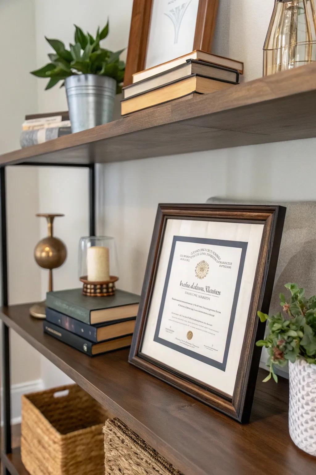 Conserve space with corner frames that make a big impact in small rooms.