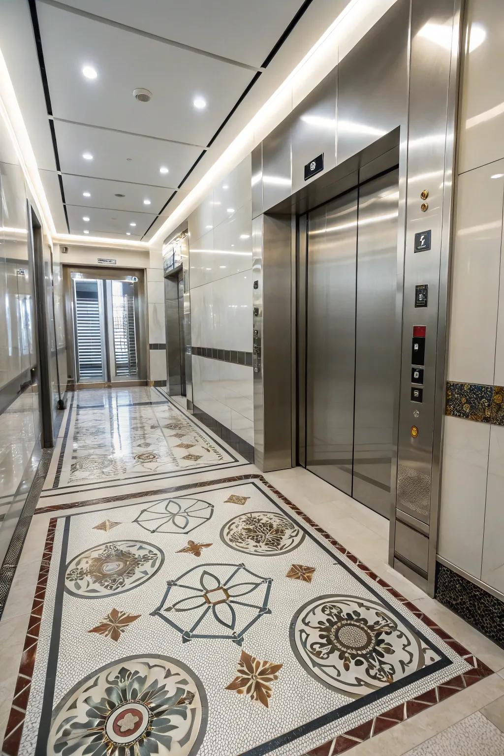 An elevator interior incorporating tailored base blueprints for a refined visual.