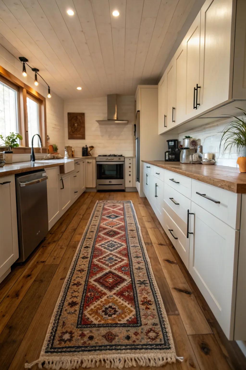 Classic rugs add warmth and elegance to kitchen spaces.