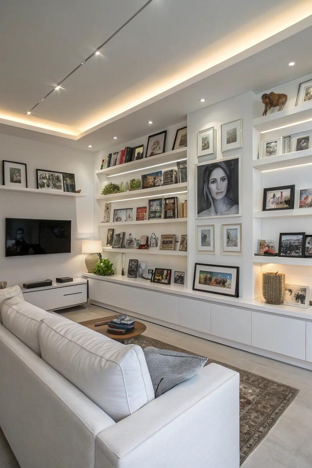 Personal impressions render a white lounge uniquely yours.