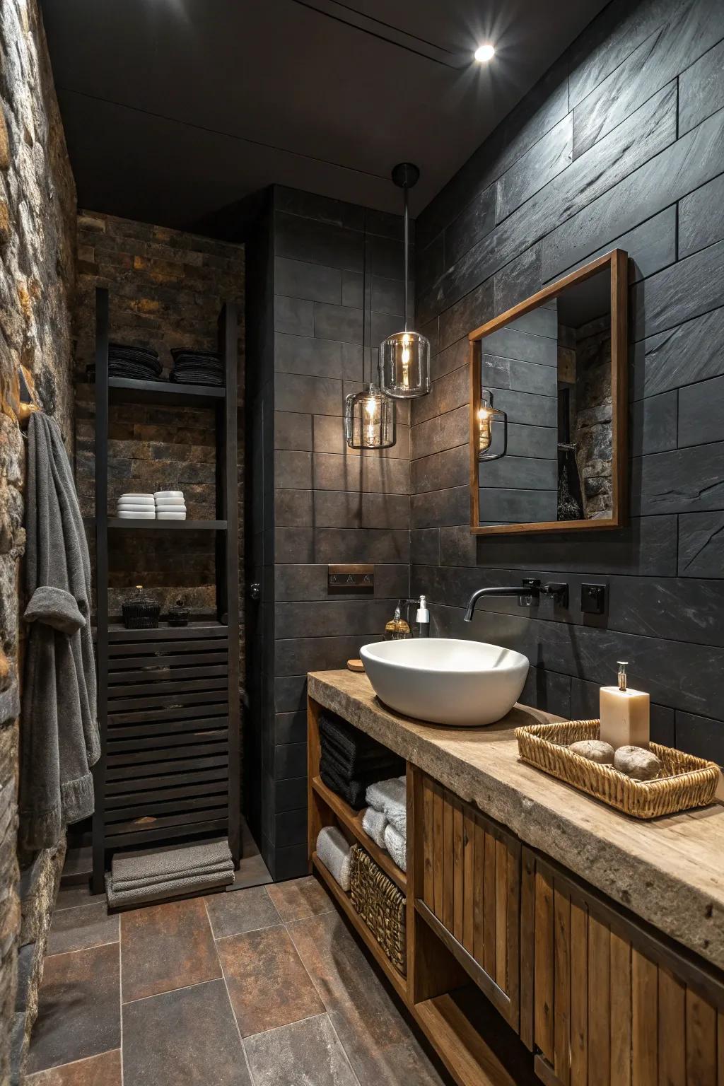 Layered feels bring comfort and richness to your bathroom.