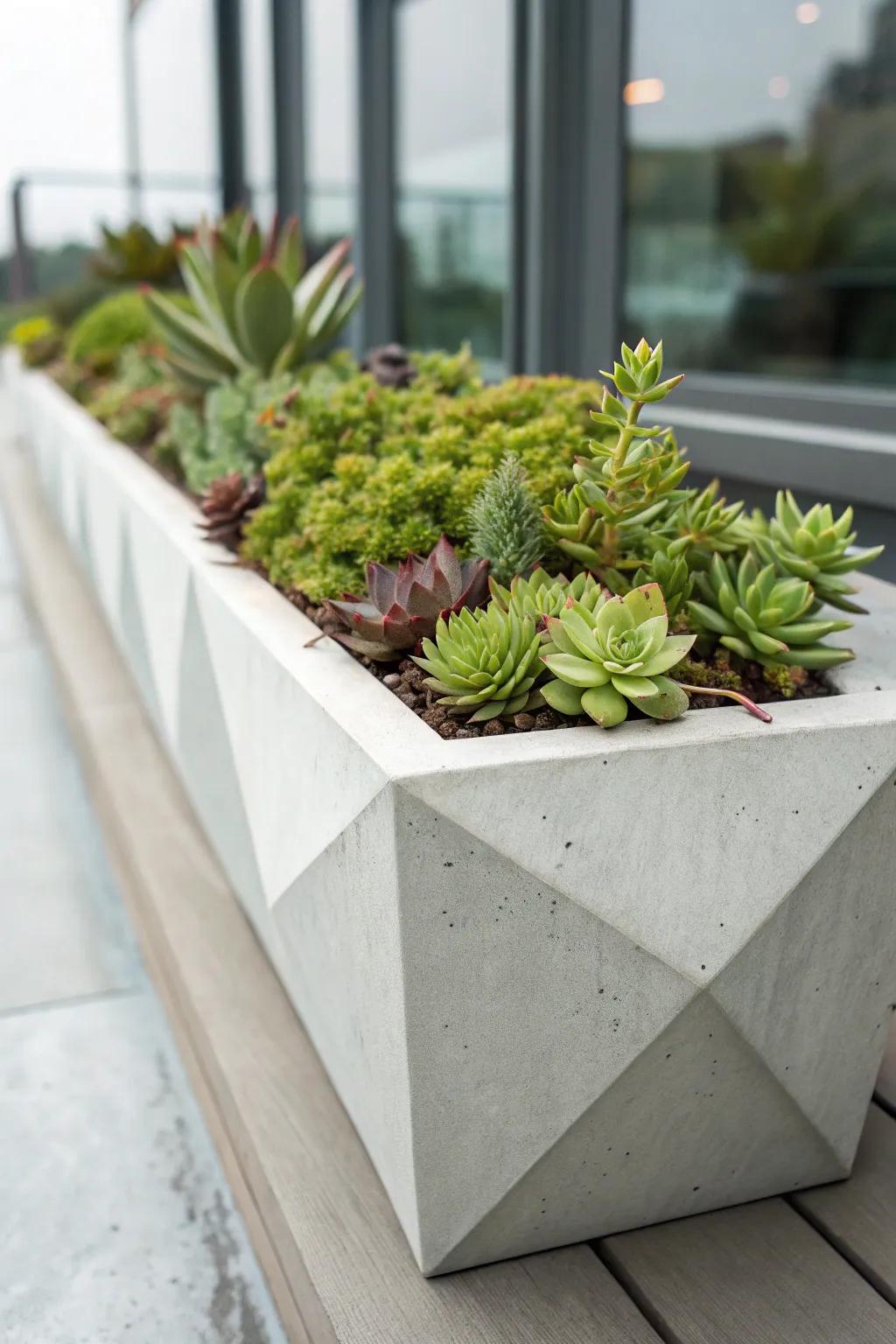 A contemporary and minimalist solidified flower pot.