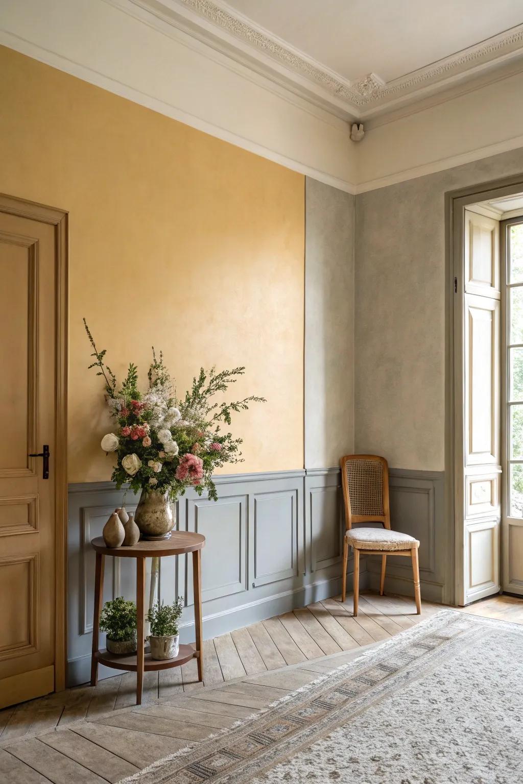 Two-tone walls introduce visual interest seamlessly.