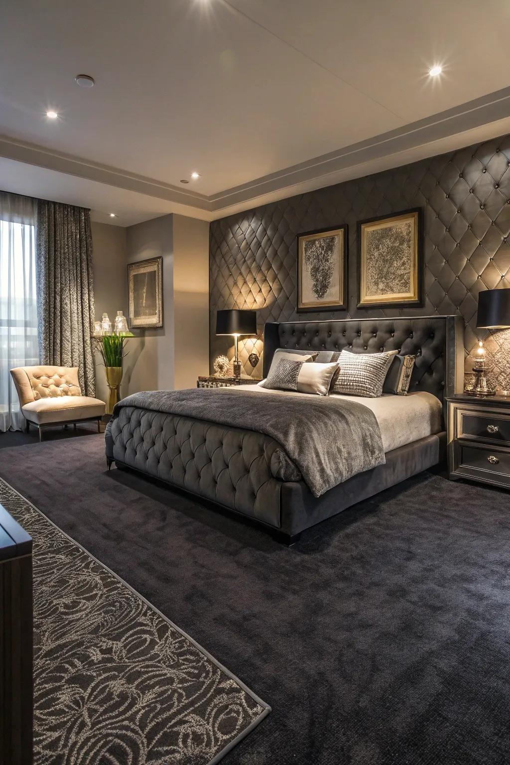 Coal carpets provide depth and drama with elegance.