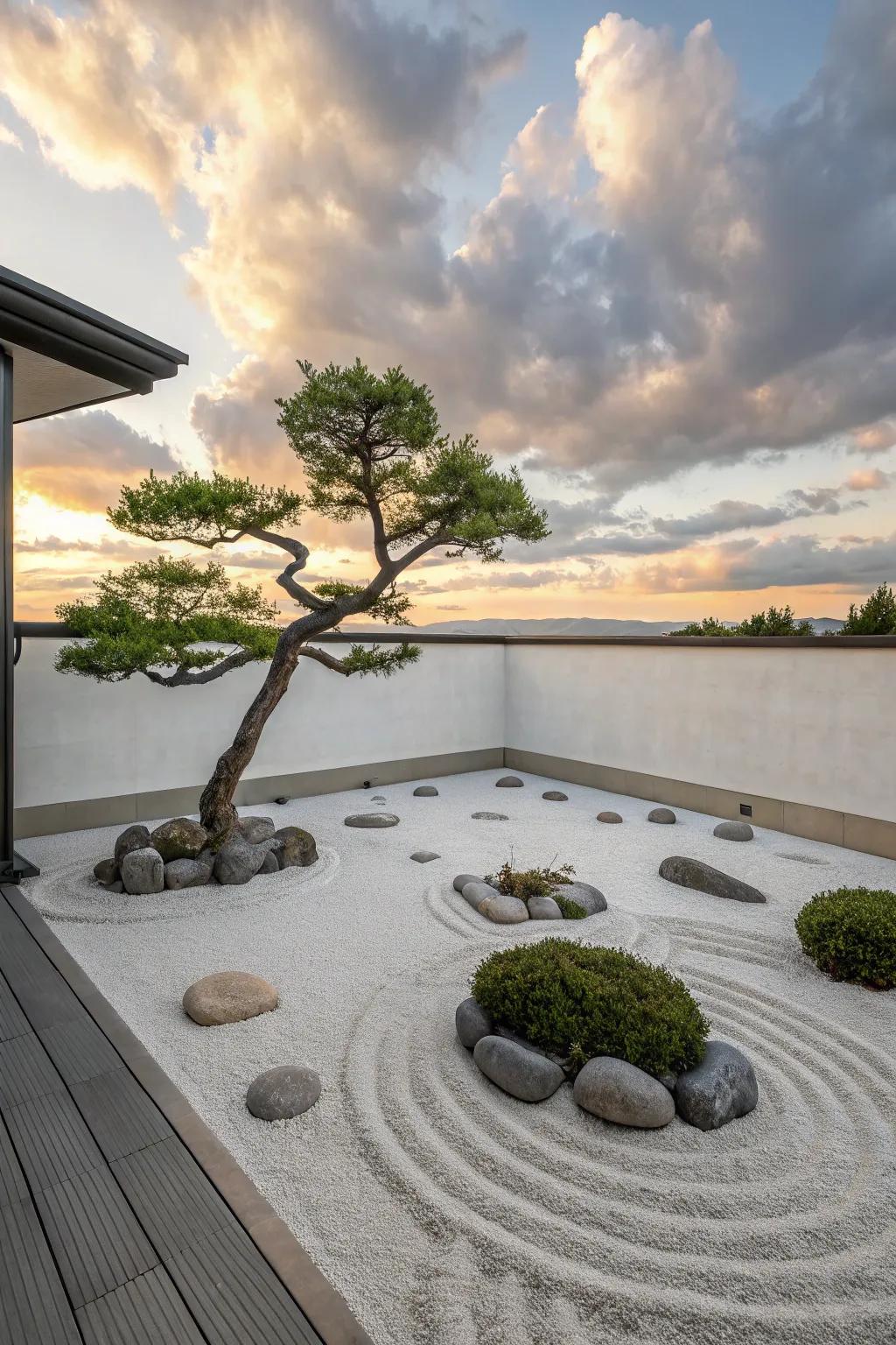 A tranquil zen garden great for unwinding.