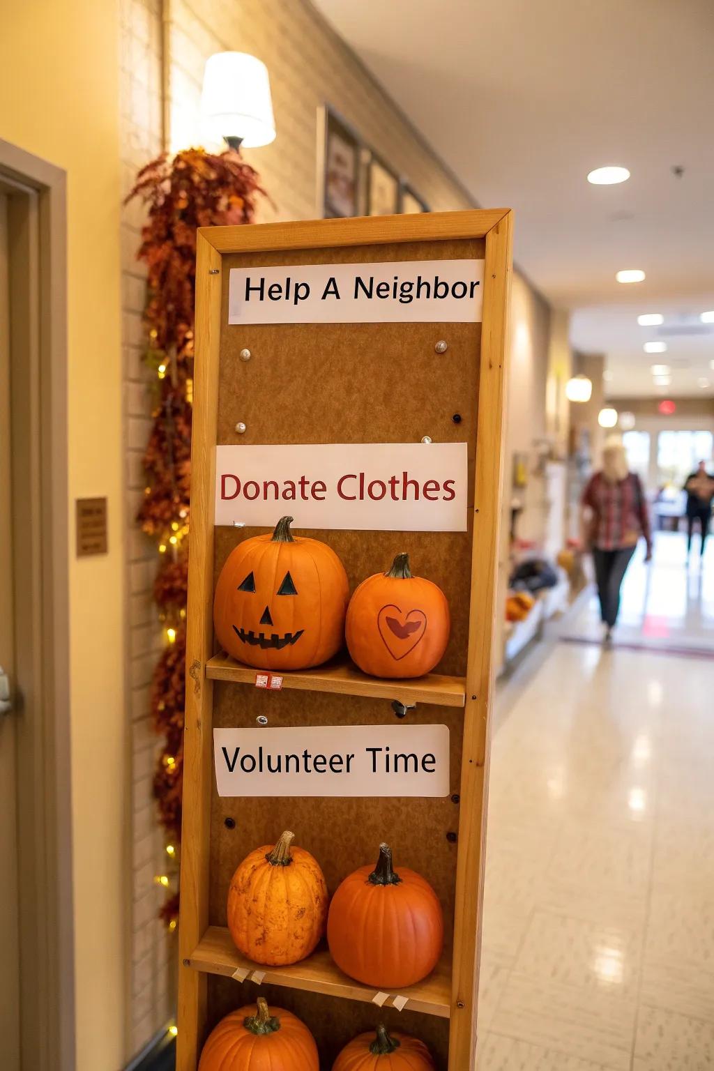 A 'Kindness Pumpkin Place' bulletin board.