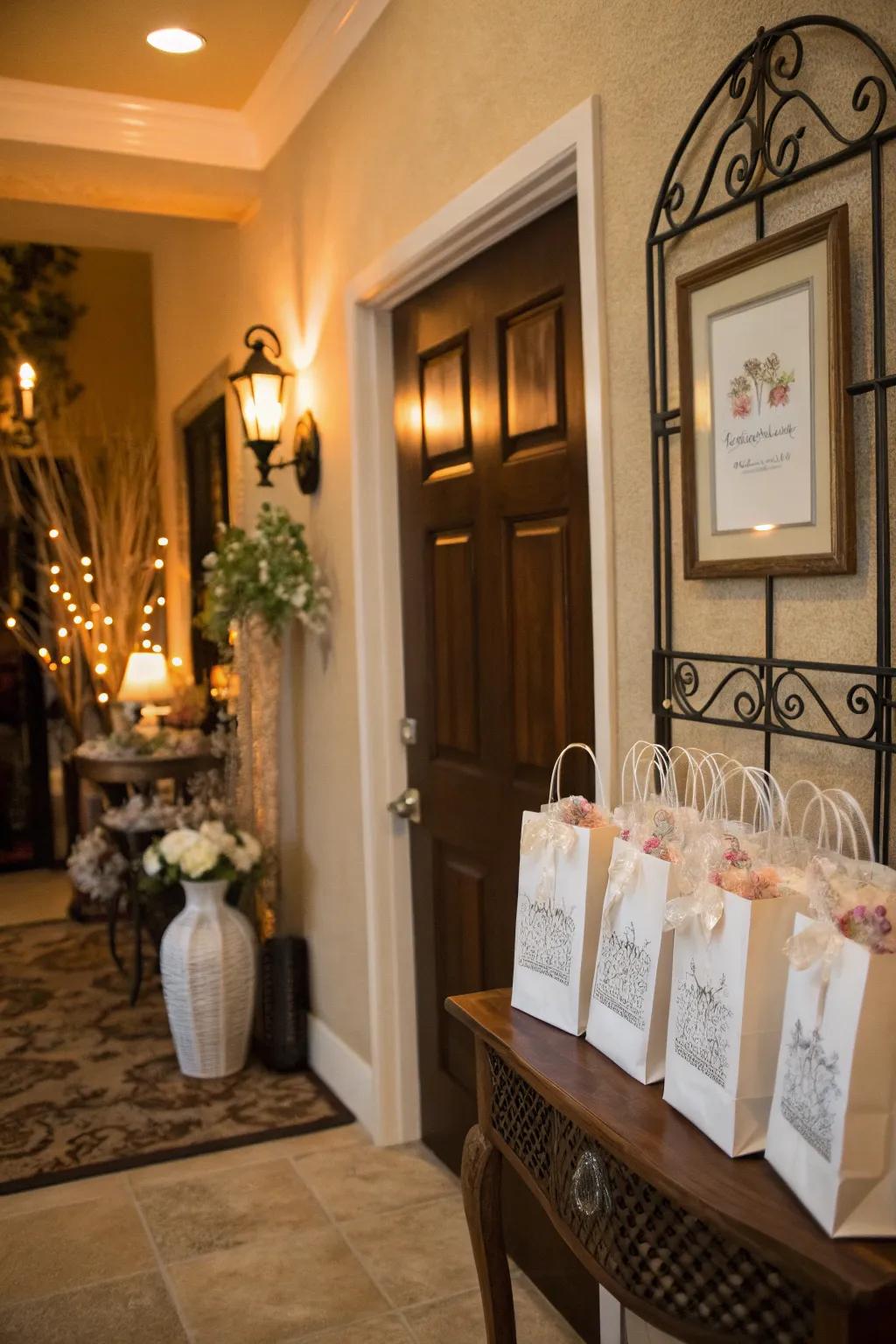 Personalized treat pouches make attendees feel appreciated from the moment they arrive.