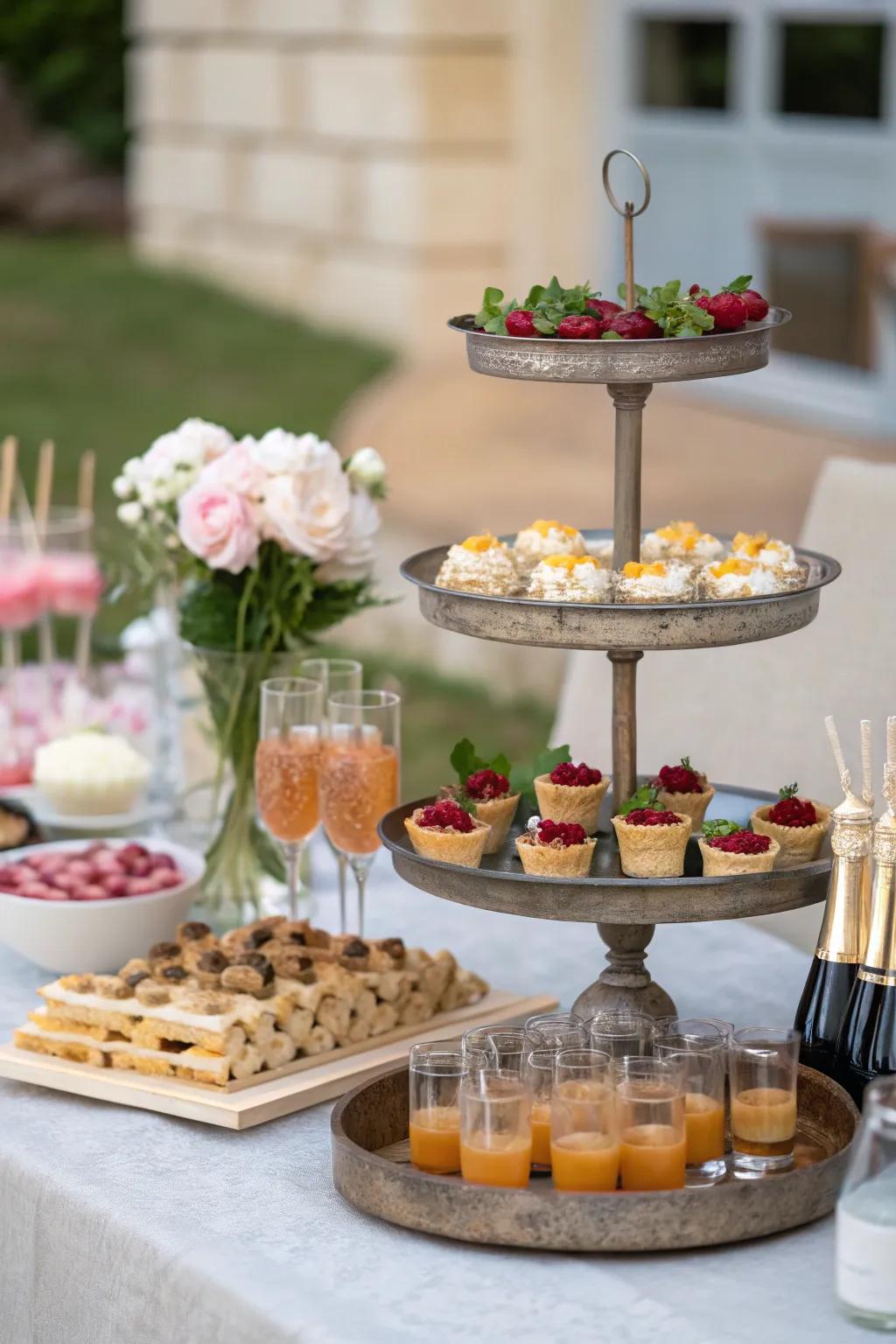 Different heights creating a dynamic look on the party table