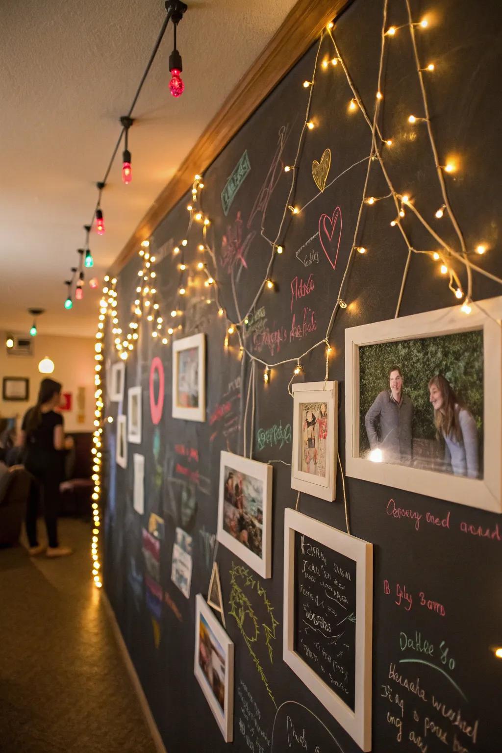 Sketch board surfaces and lights build an interactive space.