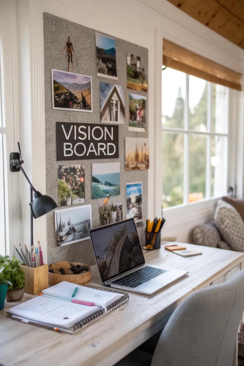 Visualize your dreams with a vision board photo collage.