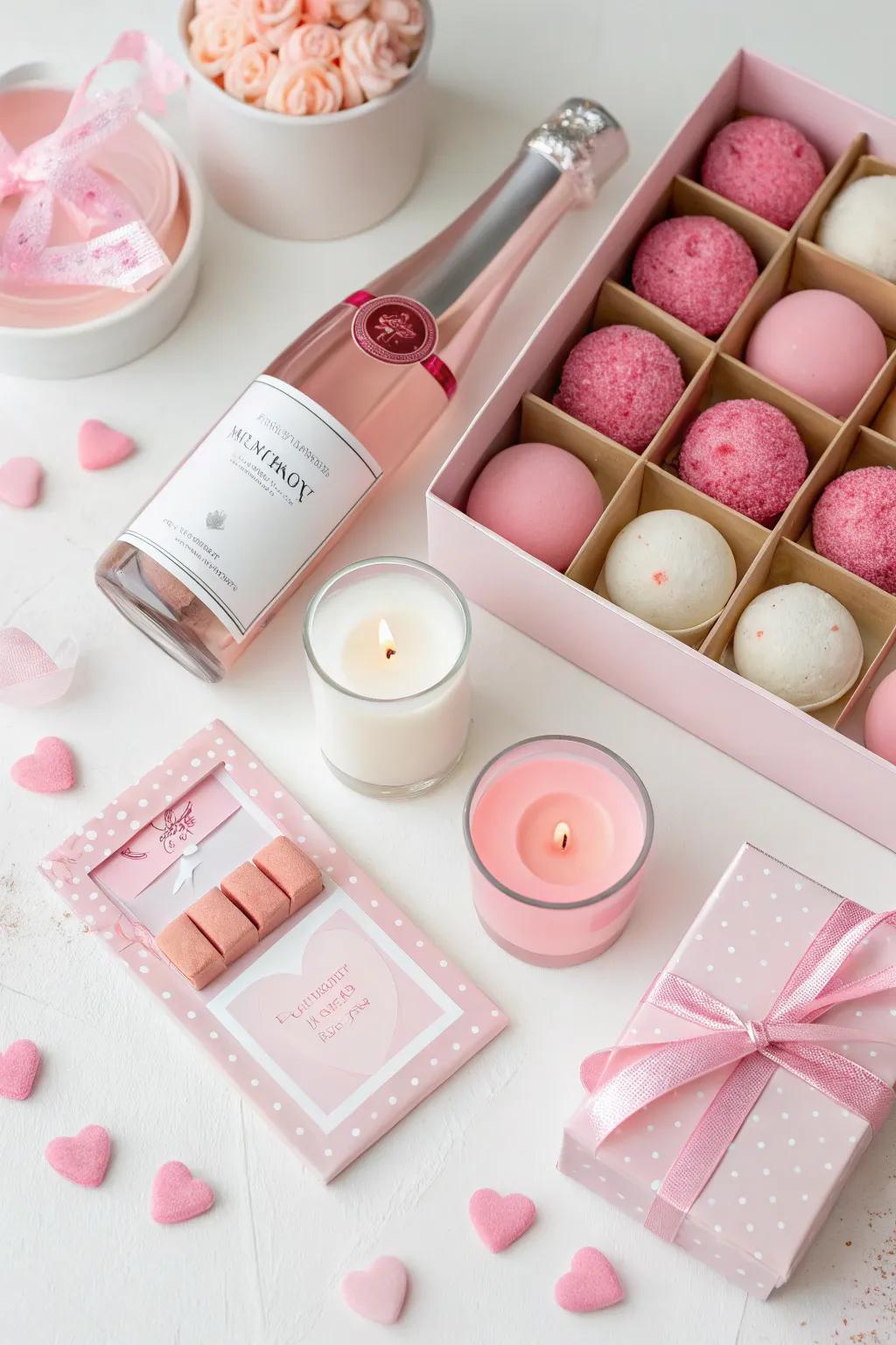 Pink-themed party favors provide a sweet and memorable takeaway.