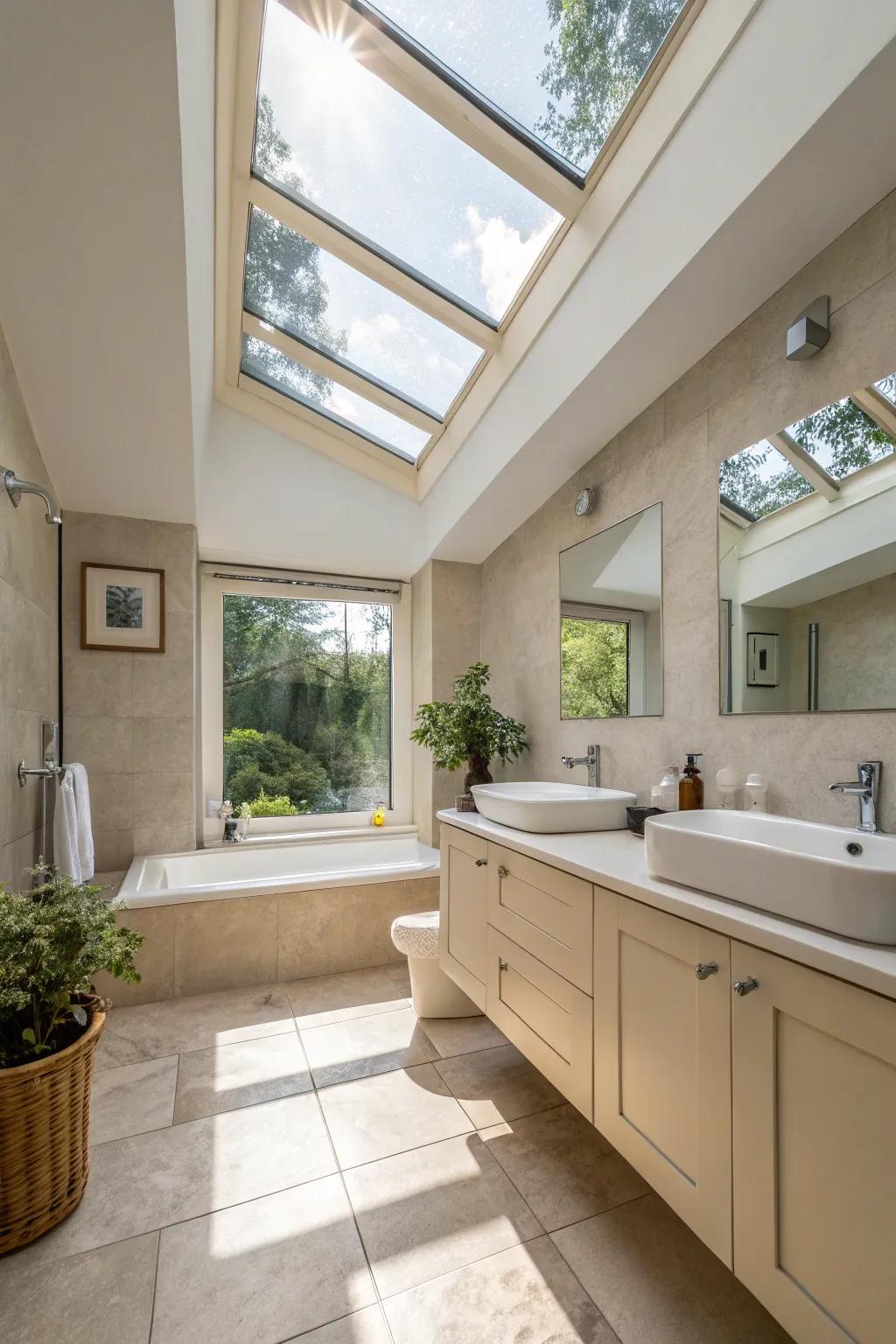 Natural light increases openness and serenity in bathrooms.