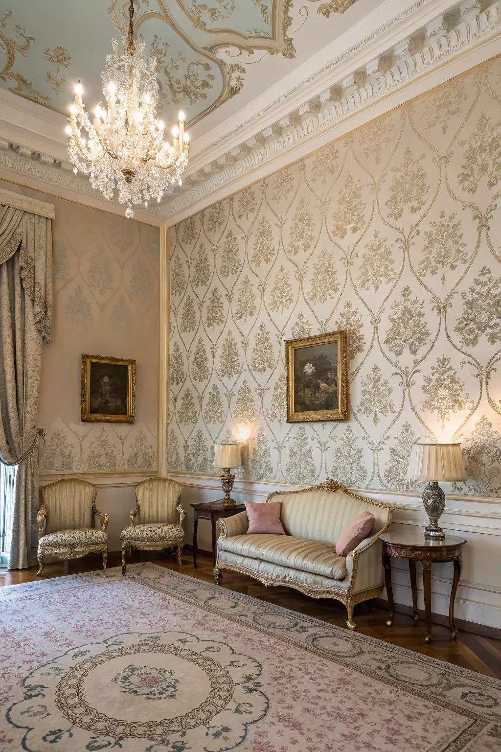 Damask motifs proffer an ageless and graceful charm.
