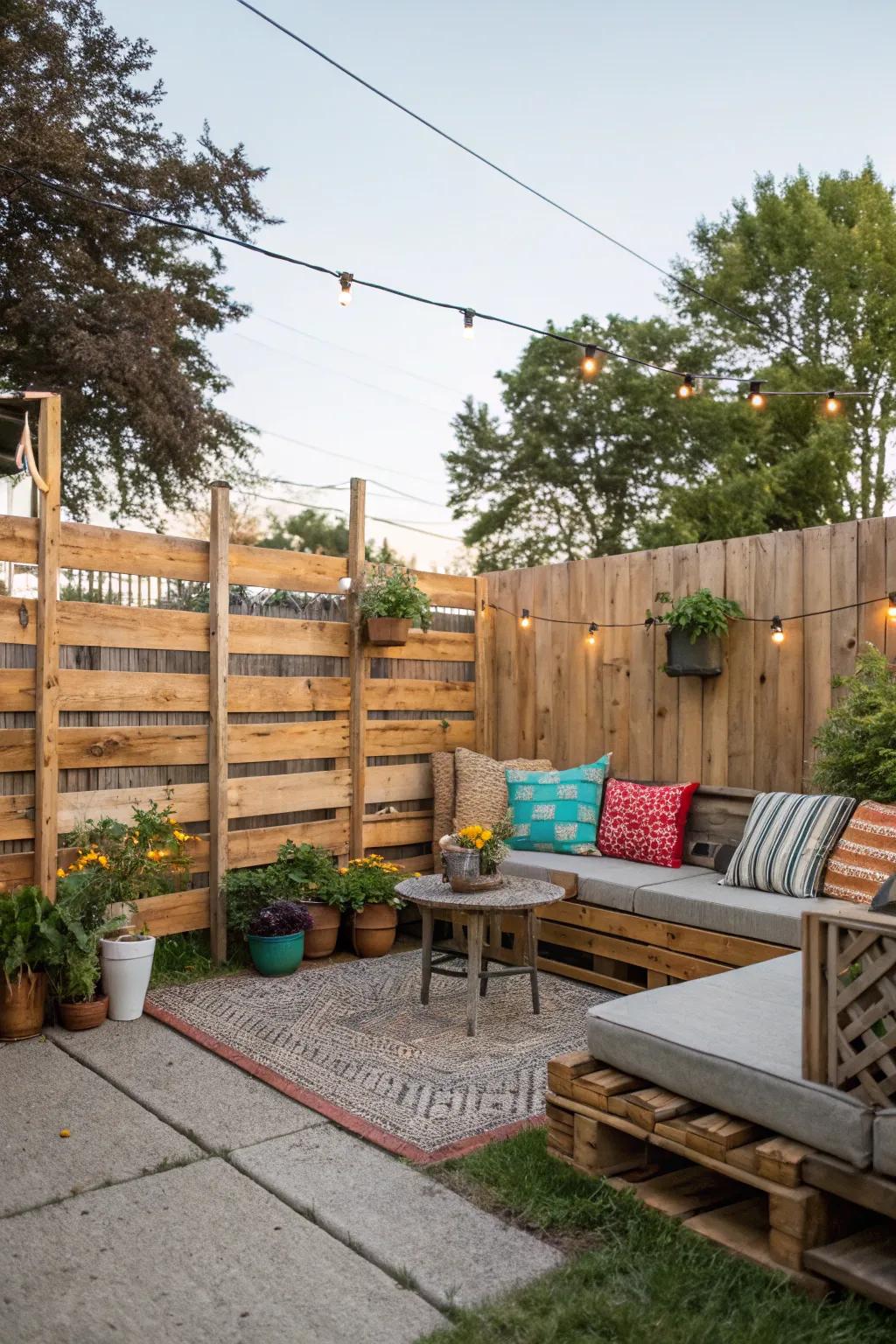 Cargo skid fences add a budget-friendly and rustic charm.