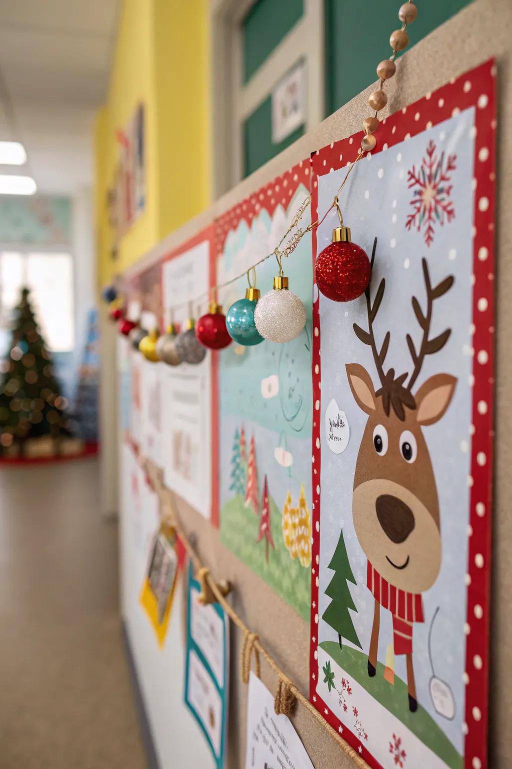 Reindeer and baubles add festive sparkle to your display.