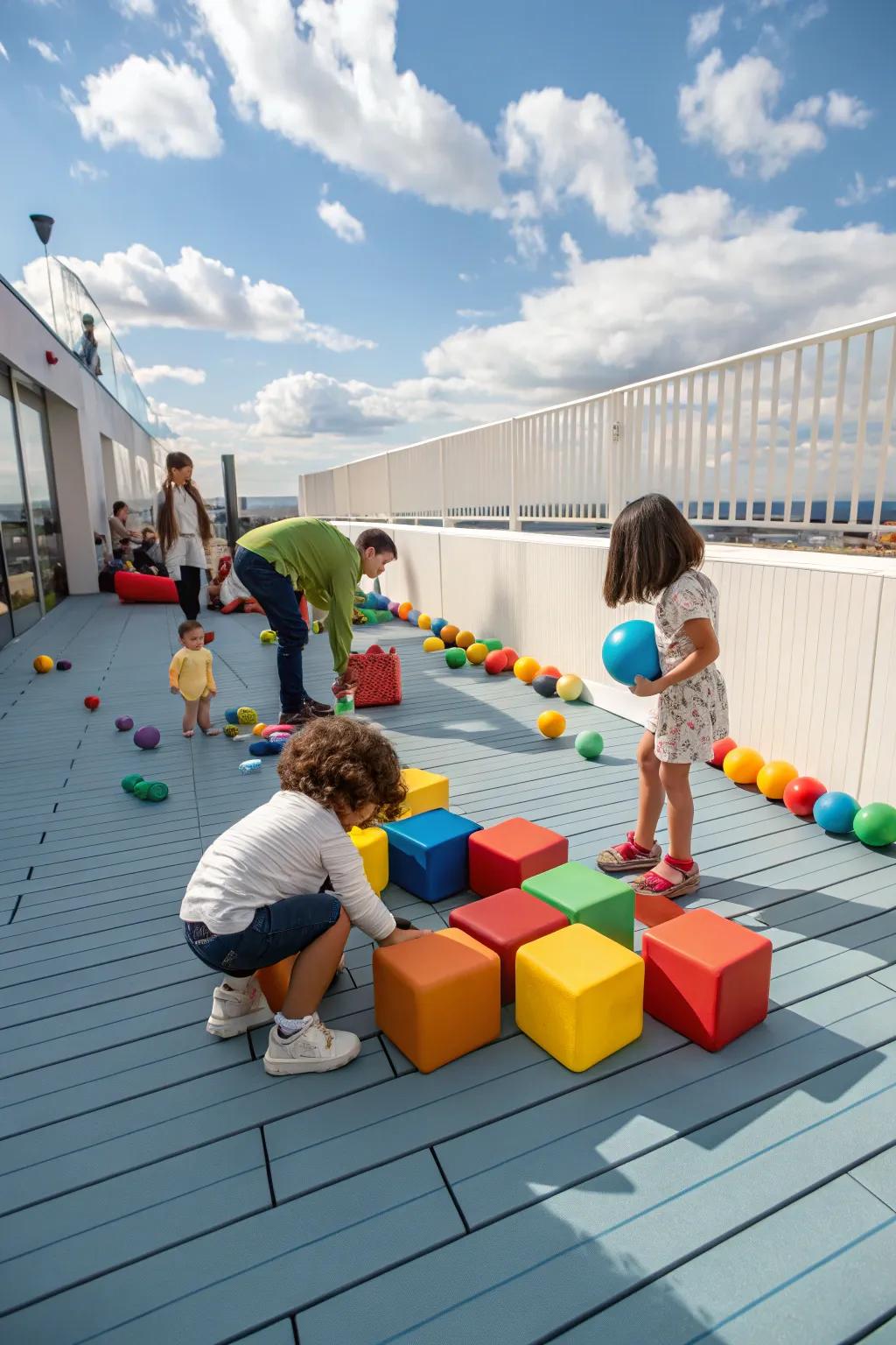 Establish a fun and safe play location for youngsters atop your rooftop.