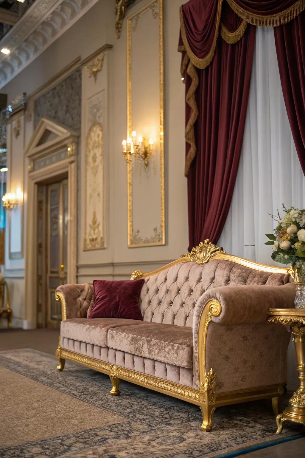 An area elevated by opulent touches for a sophisticated sensation.