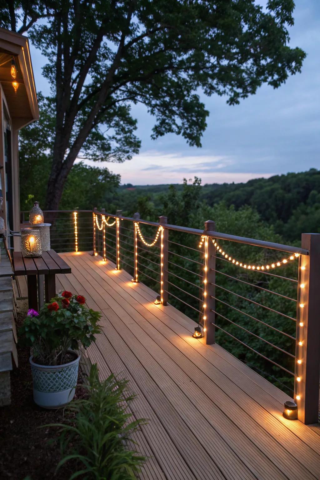 Transform your deck into a cozy retreat with radiant strands.