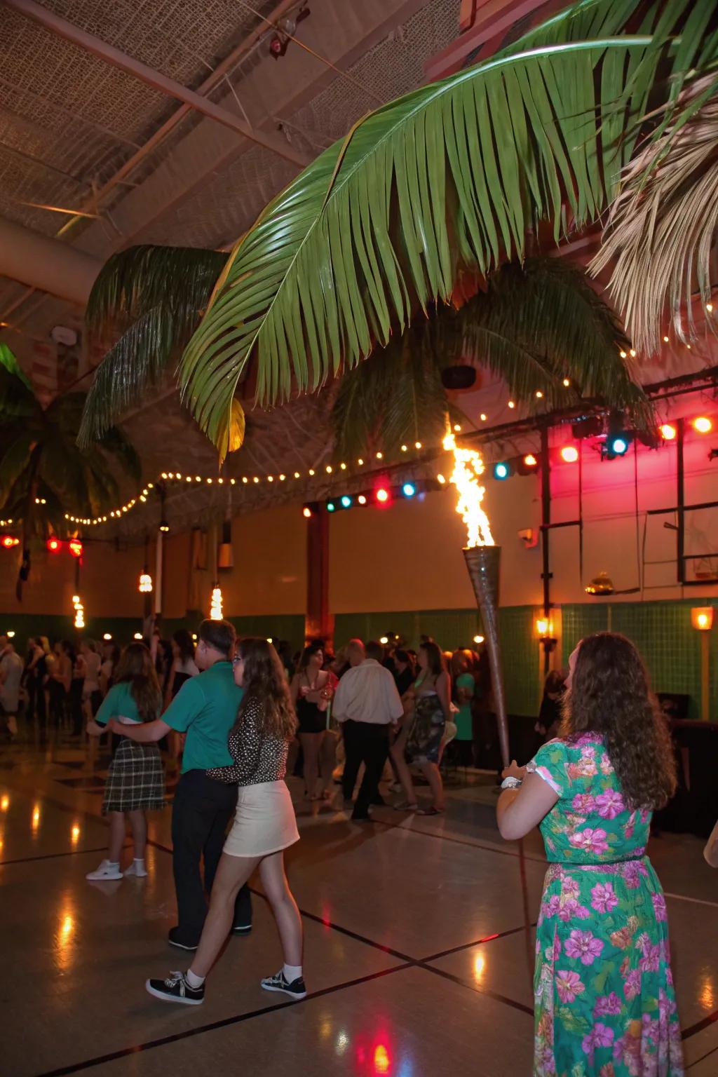 Equatorial luau sensations showcasing frondescence and ignited wands.