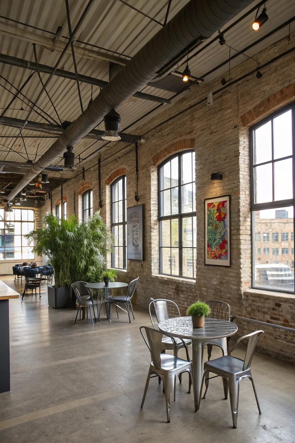 A daring fusion of shiplap and industrial motifs in a loft environment.