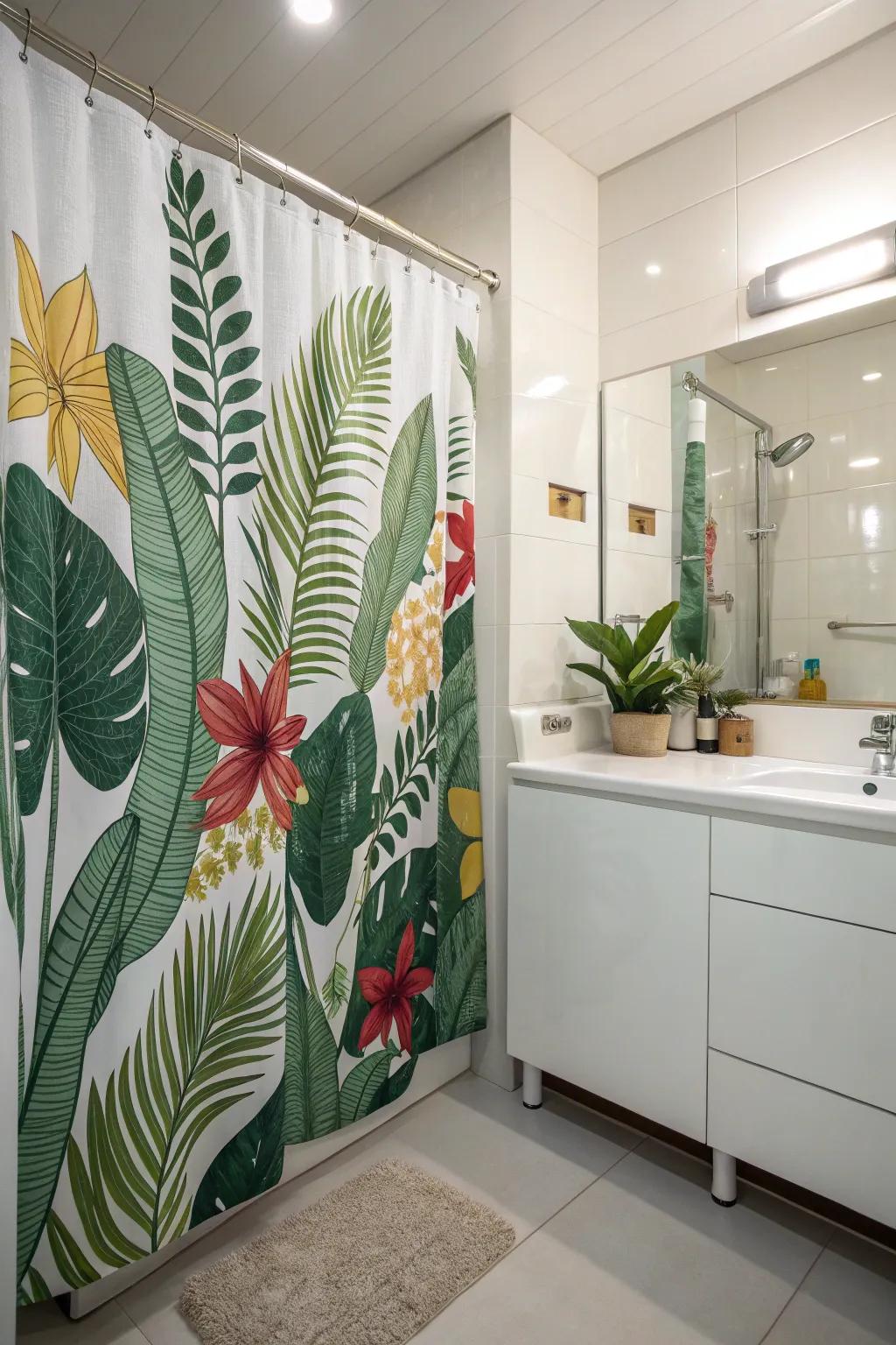 Tropical themes bring a vacation vibe to your bathroom.