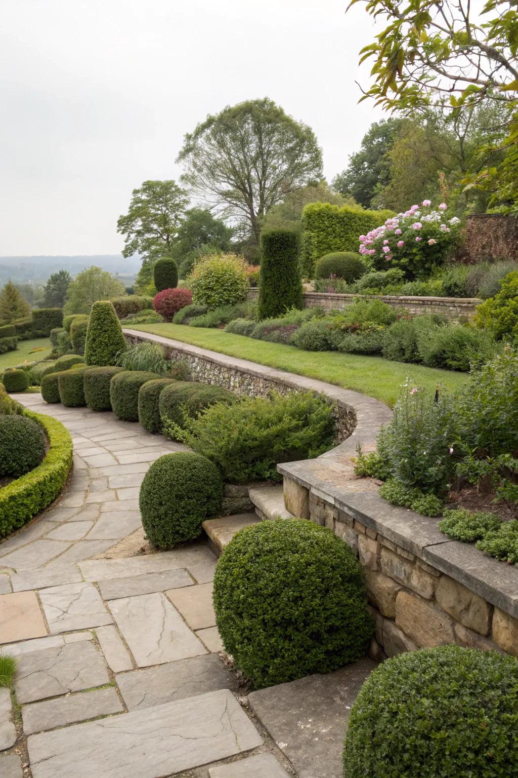 Shrubs soften the edges of hardscapes, integrating them into the garden beautifully.