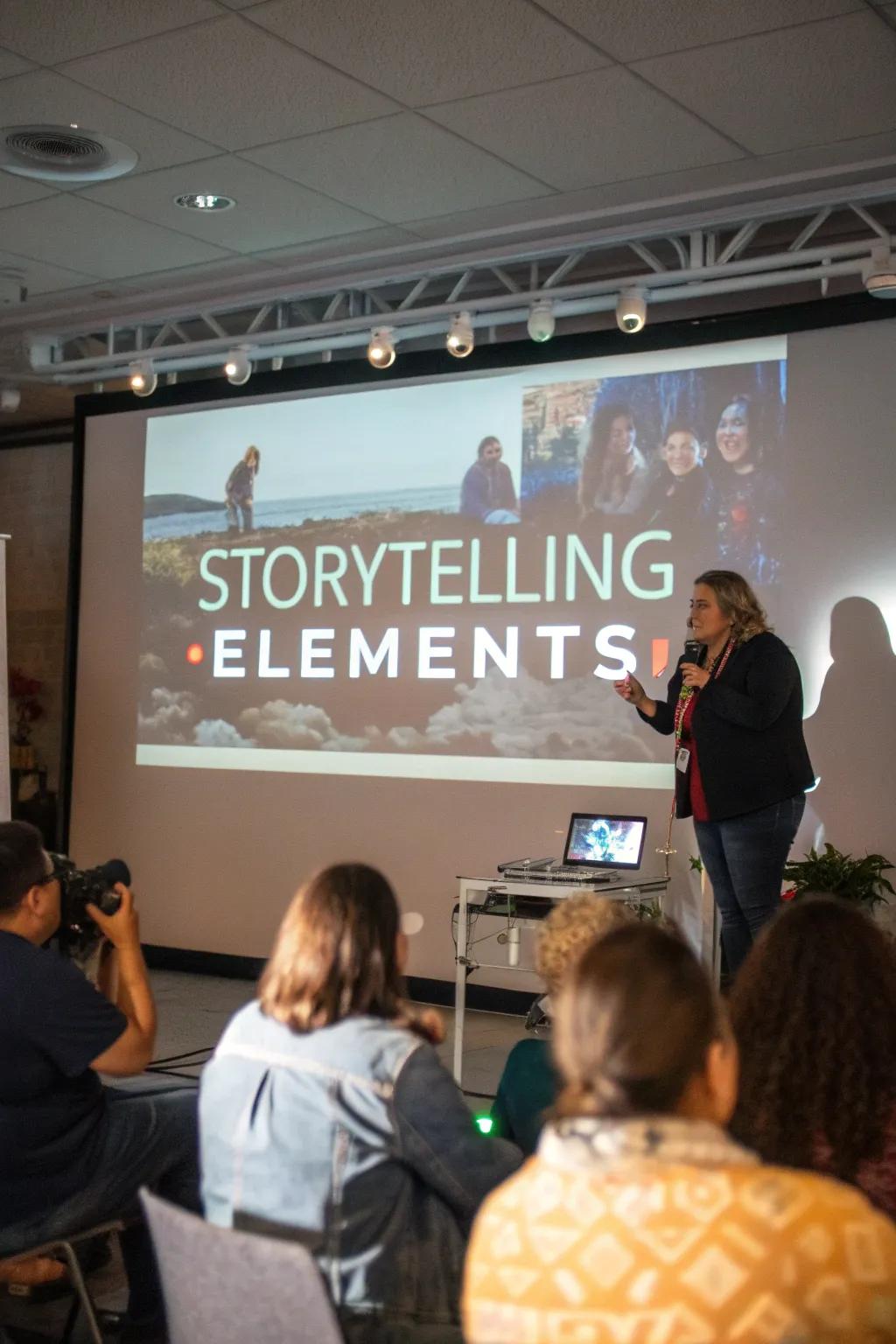 Slides that incorporate storytelling features for participation.