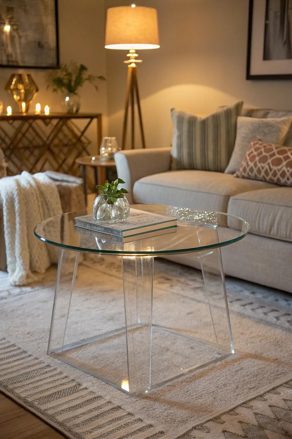 Transparent furnishings conjure a sense of unrestrictiveness.