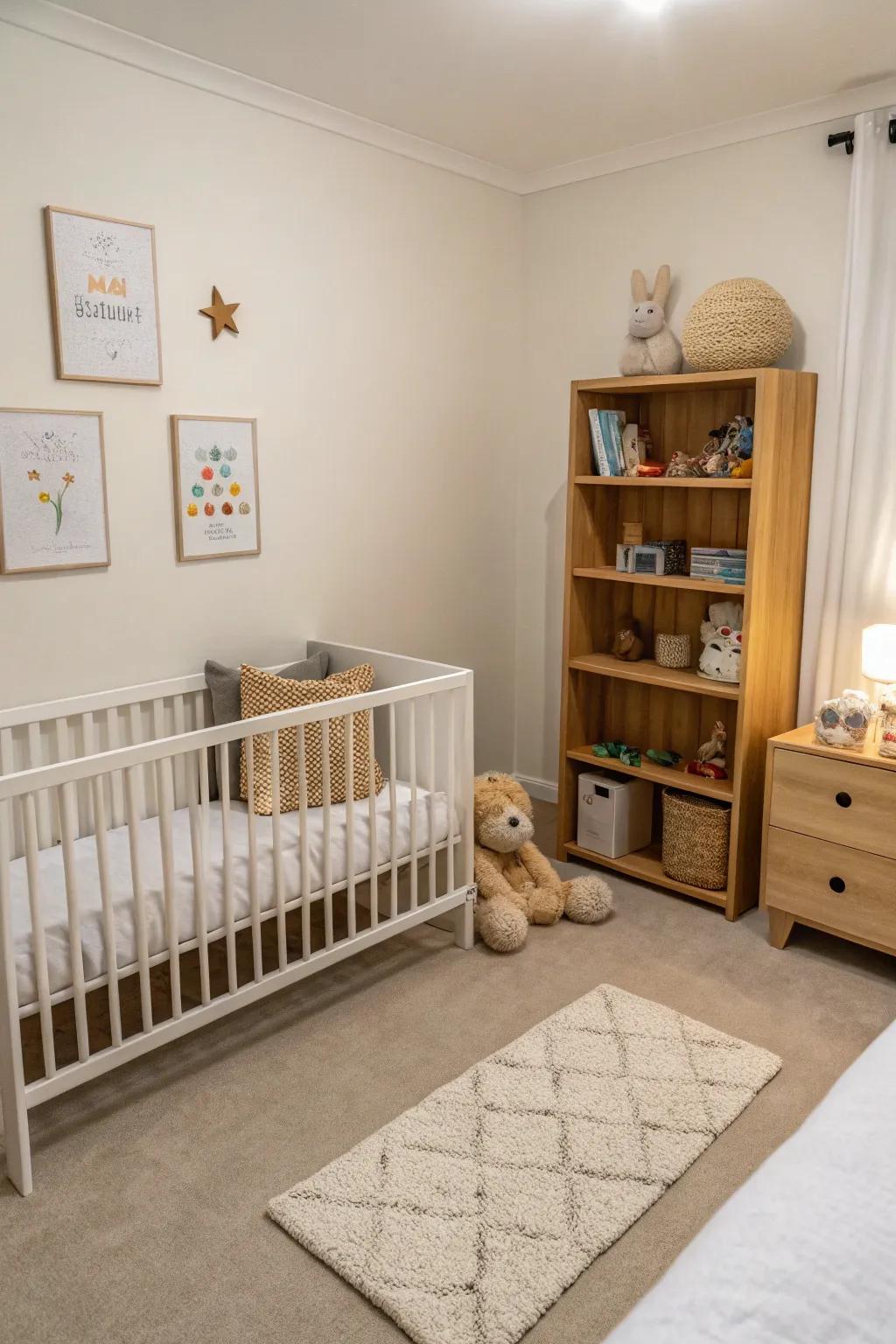 Minimalist decor establishes a serene and spacious atmosphere.